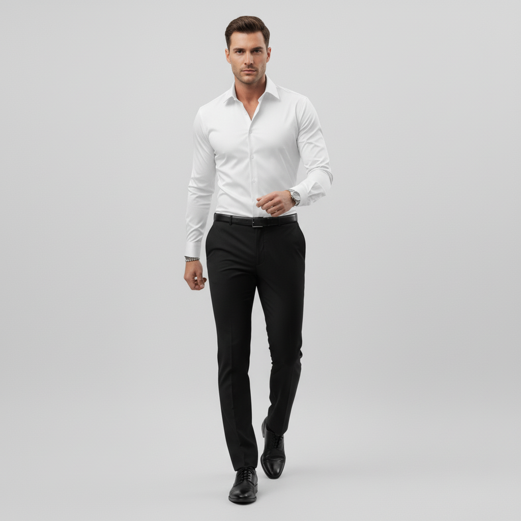 Camicia da uomo slim a maniche lunghe, curata e versatile