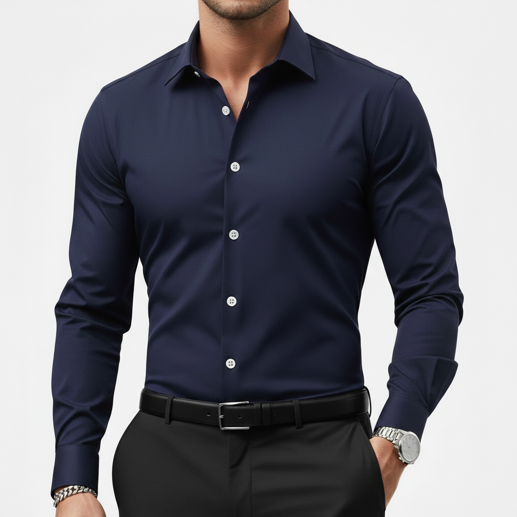 Camicia da uomo slim a maniche lunghe, curata e versatile