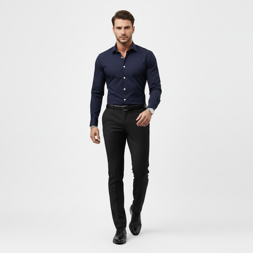 Camicia da uomo slim a maniche lunghe, curata e versatile