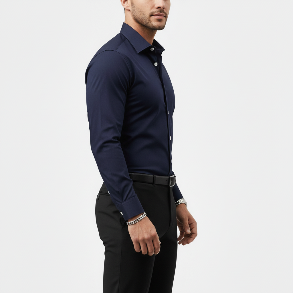Camicia da uomo slim a maniche lunghe, curata e versatile