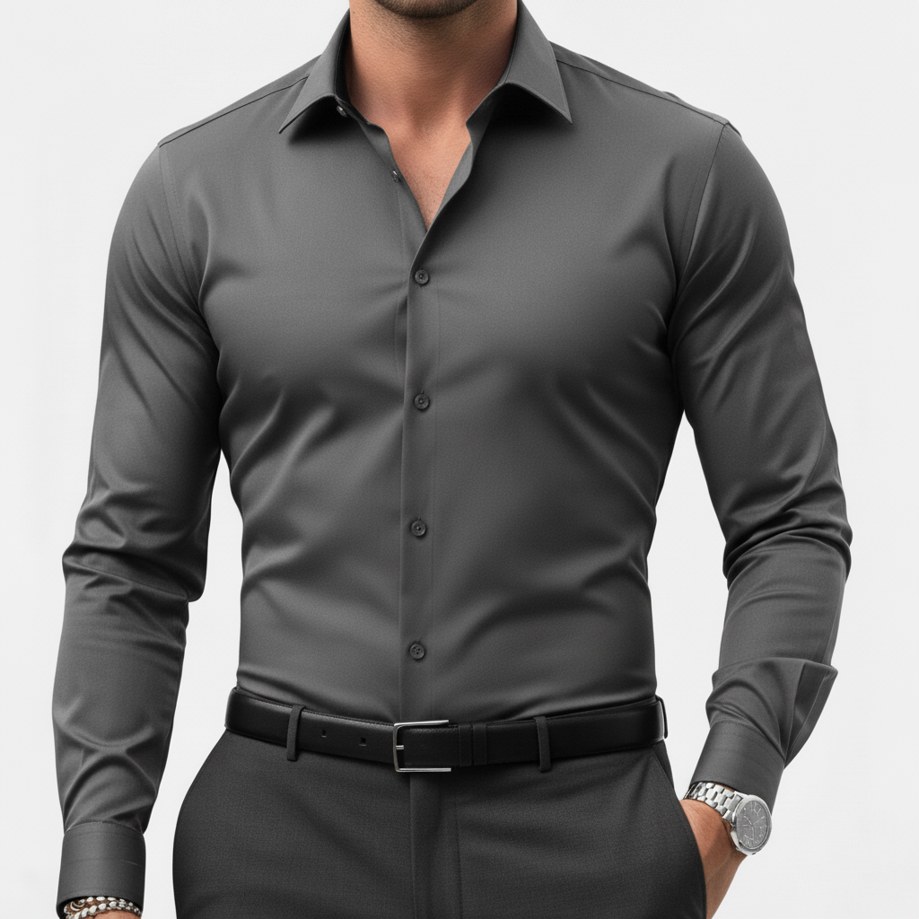 Camicia da uomo slim a maniche lunghe, curata e versatile