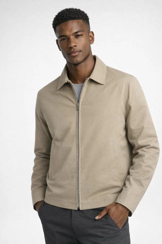Veste homme slim fit zippée col classique smart casual hiver
