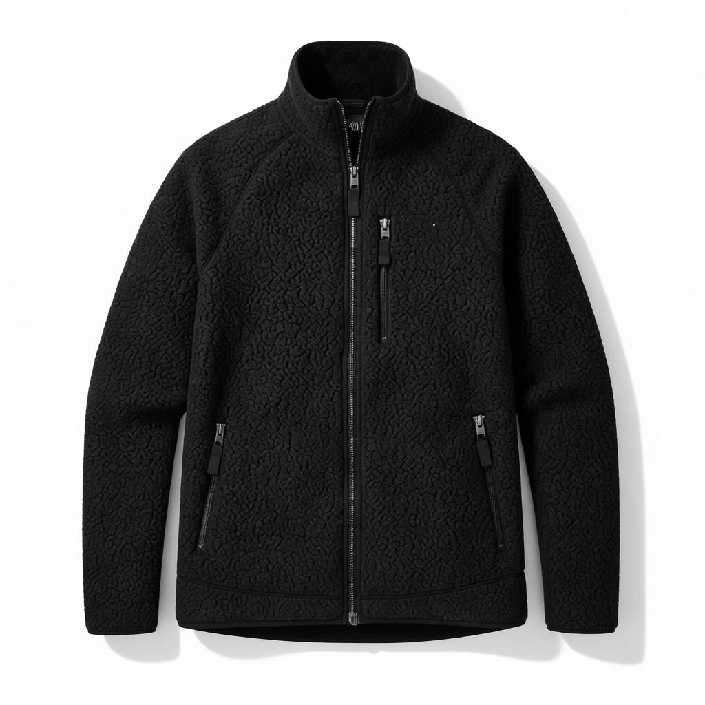 Veste polaire sherpa homme col montant zip frontal doublure douce