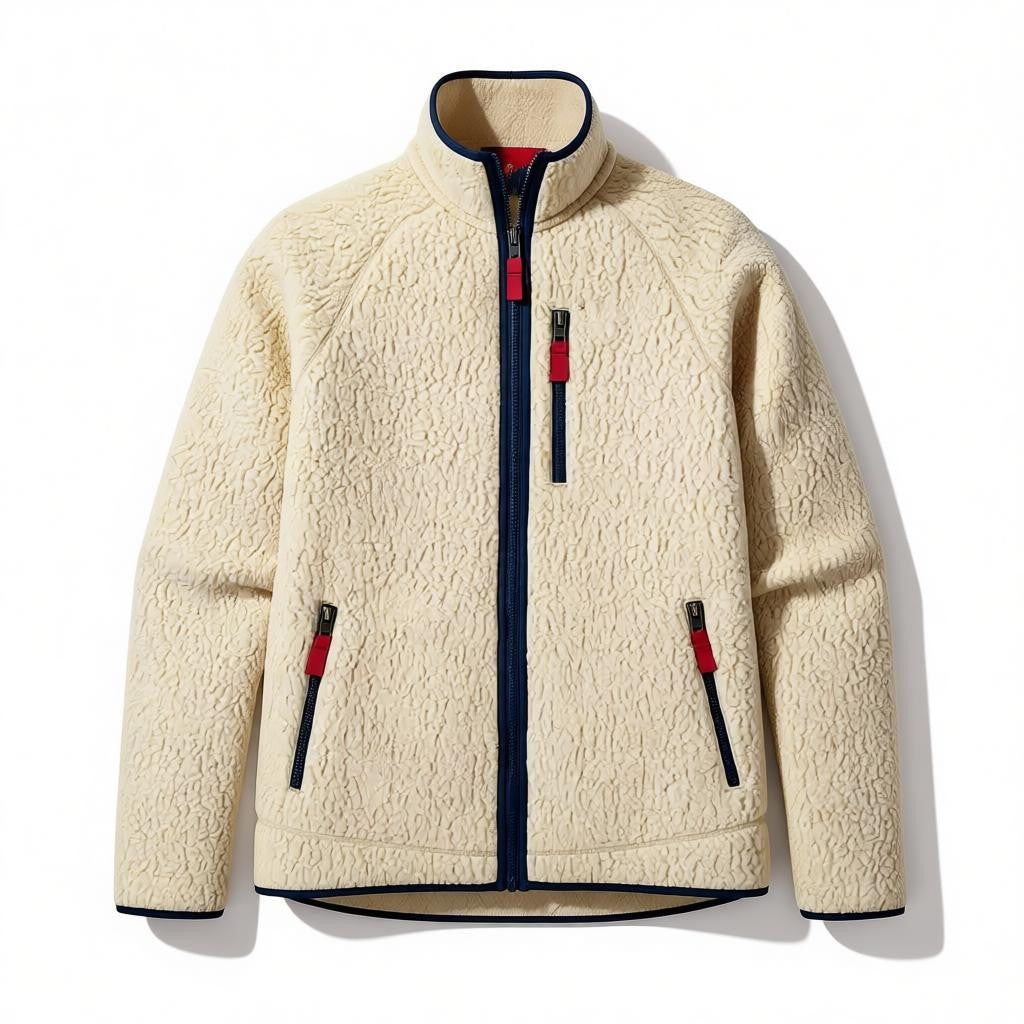 Veste polaire sherpa homme col montant zip frontal doublure douce