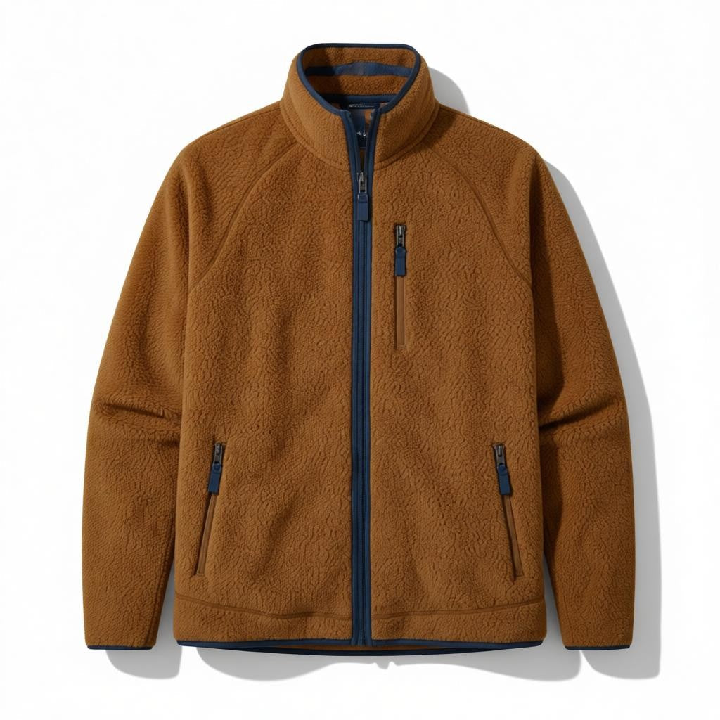 Veste polaire sherpa homme col montant zip frontal doublure douce
