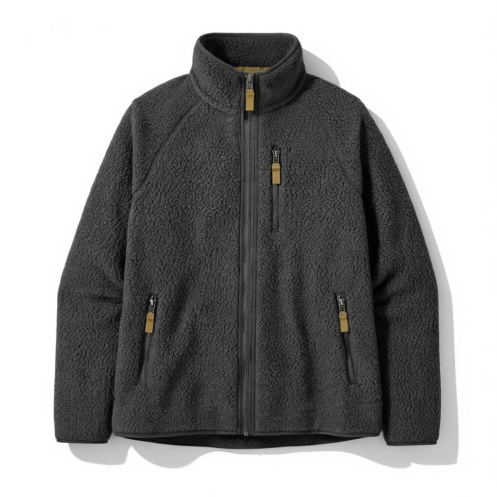 Veste polaire sherpa homme col montant zip frontal doublure douce