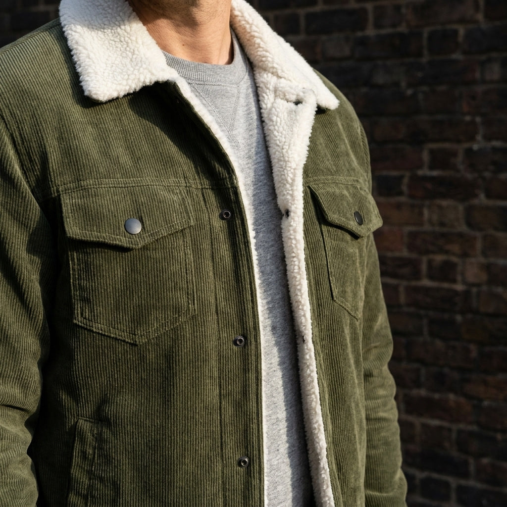Men's textured corduroy jacket with a relaxed fit