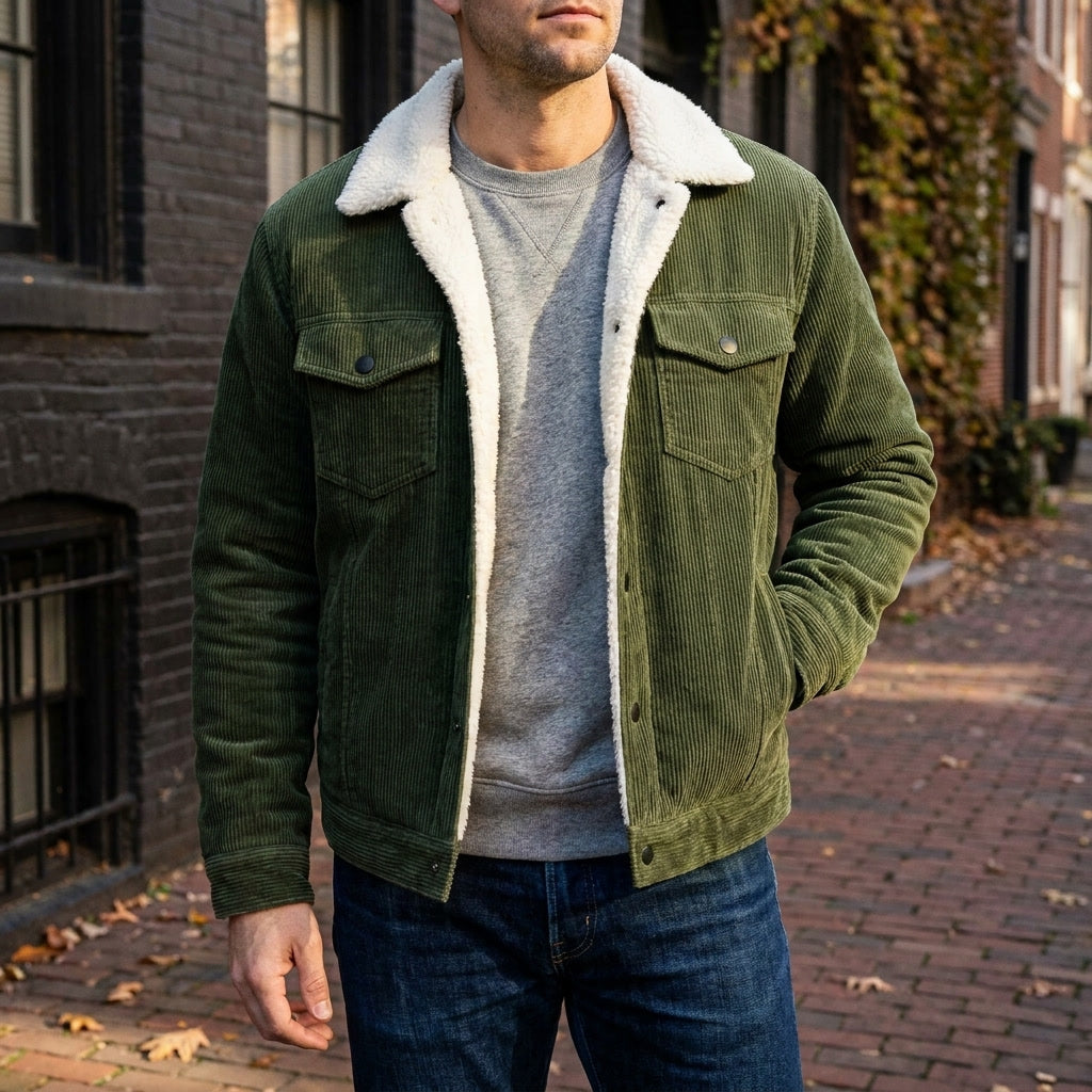 Men's textured corduroy jacket with a relaxed fit