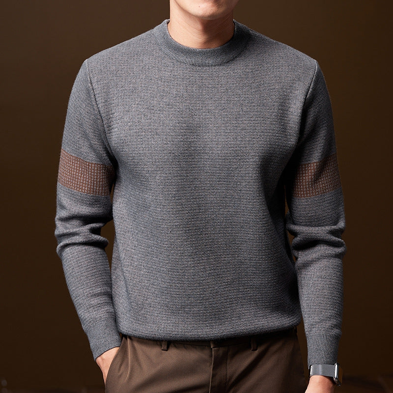 Jersey de hombre de punto resistente, cuello redondo y bordes acanalados