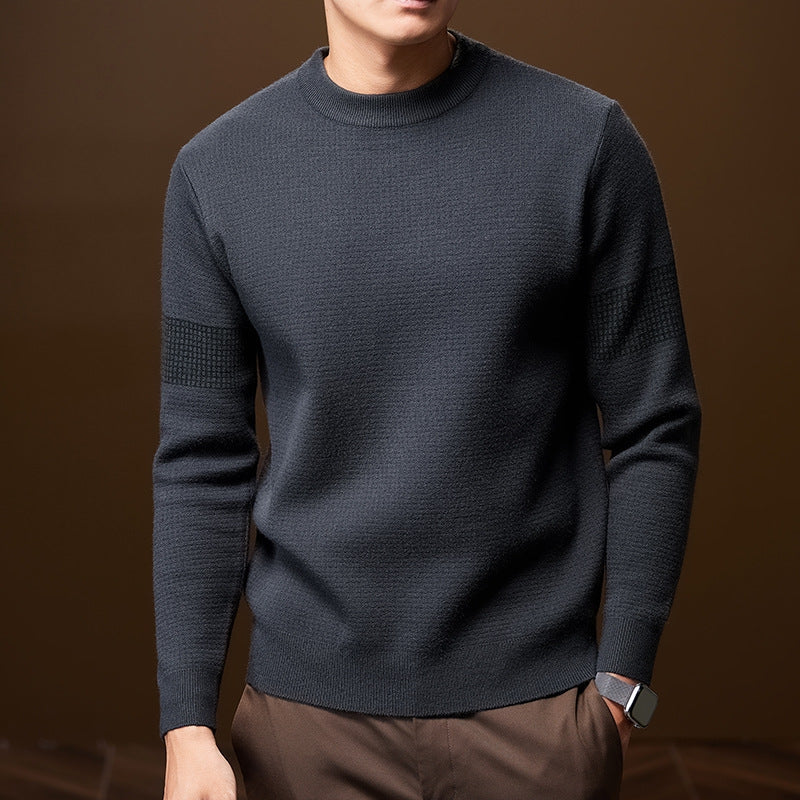 Jersey de hombre de punto resistente, cuello redondo y bordes acanalados