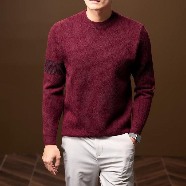 Jersey de hombre de punto resistente, cuello redondo y bordes acanalados
