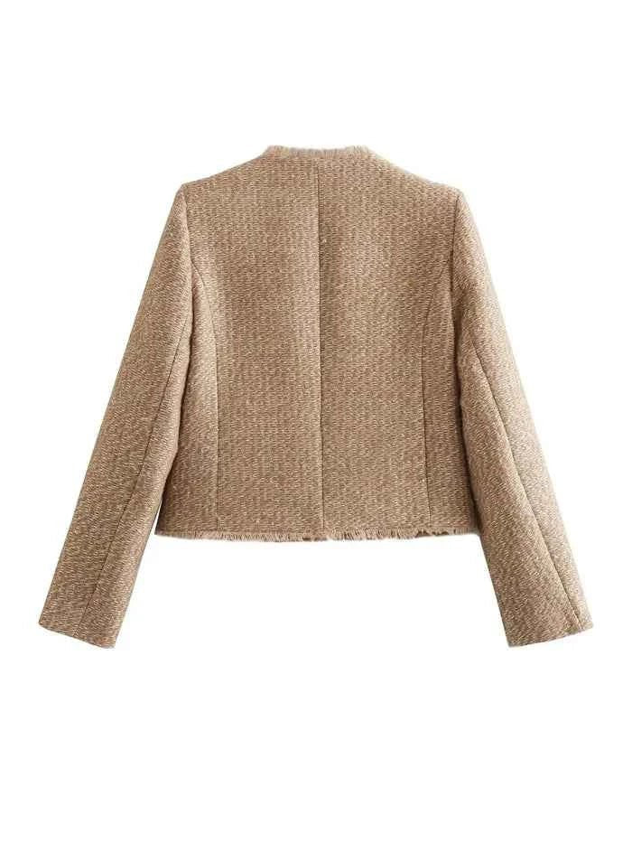 Dámské buklé sako na míru se zlatými knoflíky, elegantní a šik