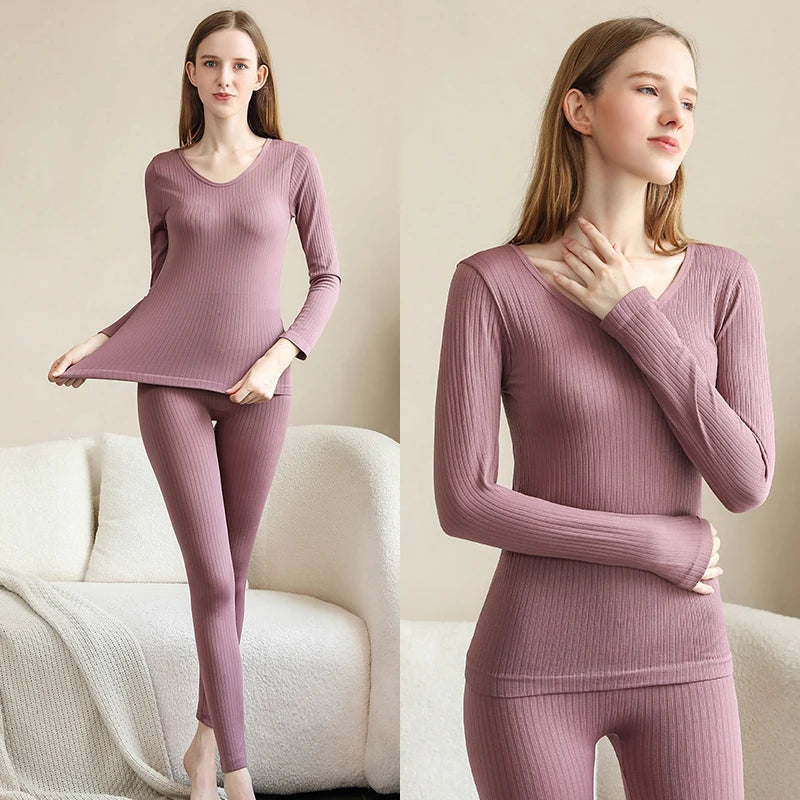 Conjunto de ropa interior térmica moldeadora para mujer, cálido para el invierno