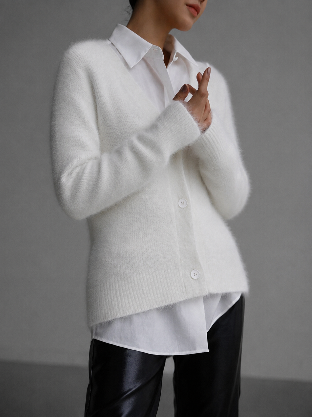Oversized button-up women’s cardigan with a relaxed, comfortable fit