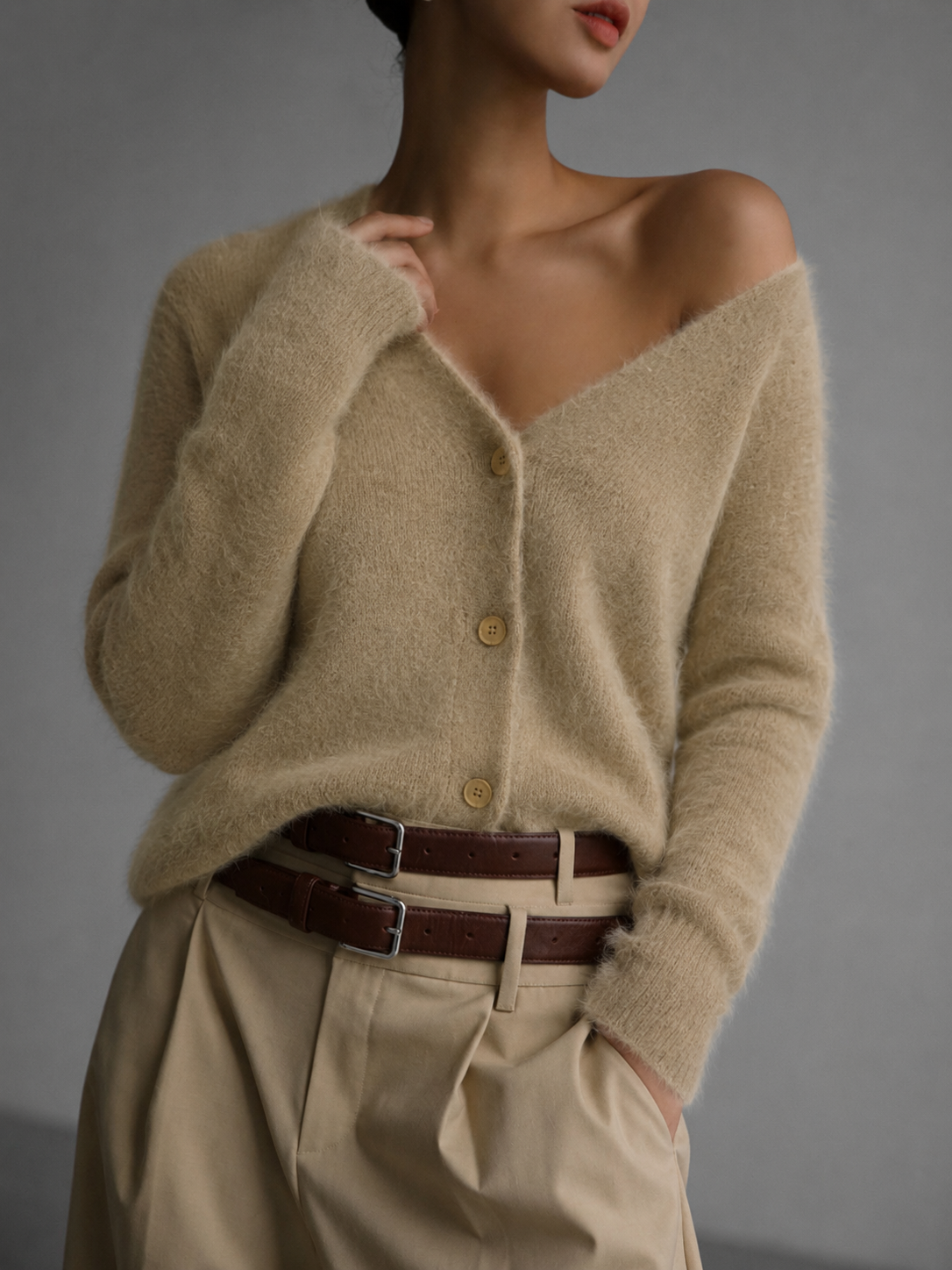 Oversized button-up women’s cardigan with a relaxed, comfortable fit