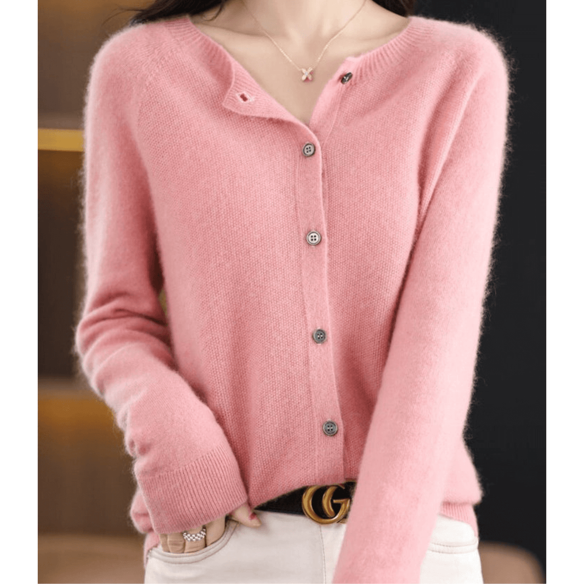 Cardigan Encolure en V Fermeture Boutonnée pour Femme
