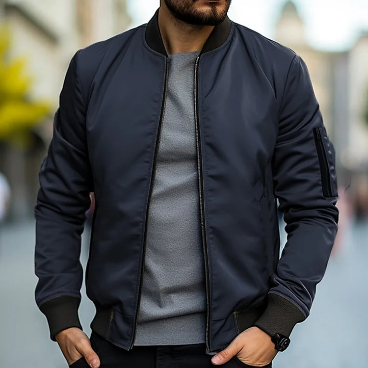 Chaqueta bomber de hombre con cremallera, ligera y de corte urbano para primavera