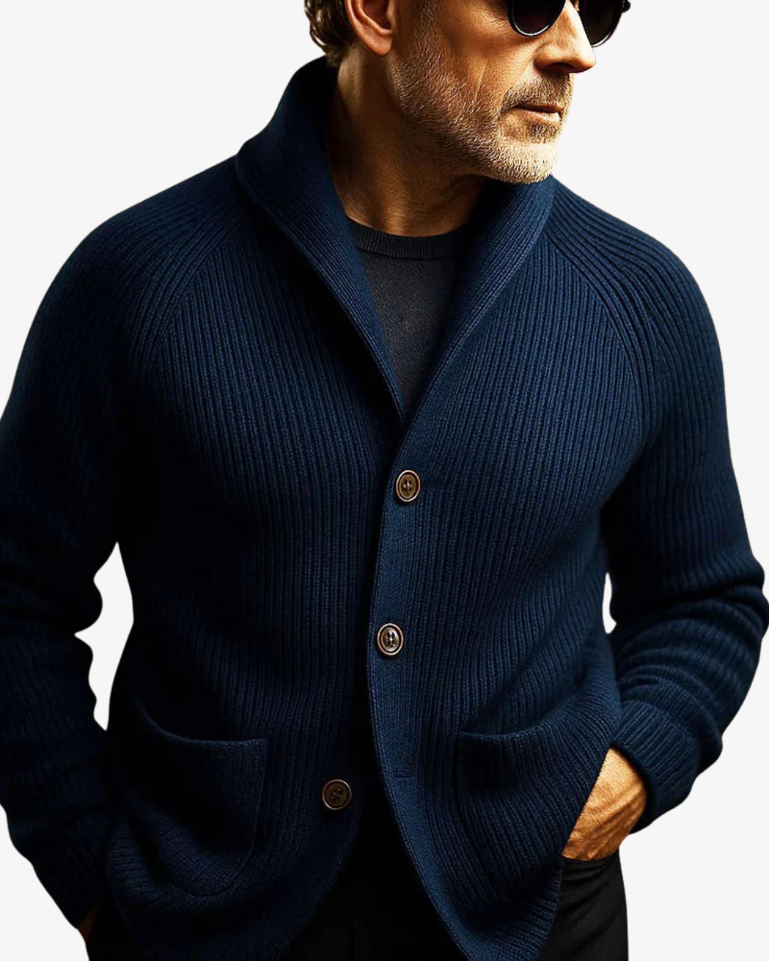 Cardigan homme boutonné maille structurée tailleur soigné