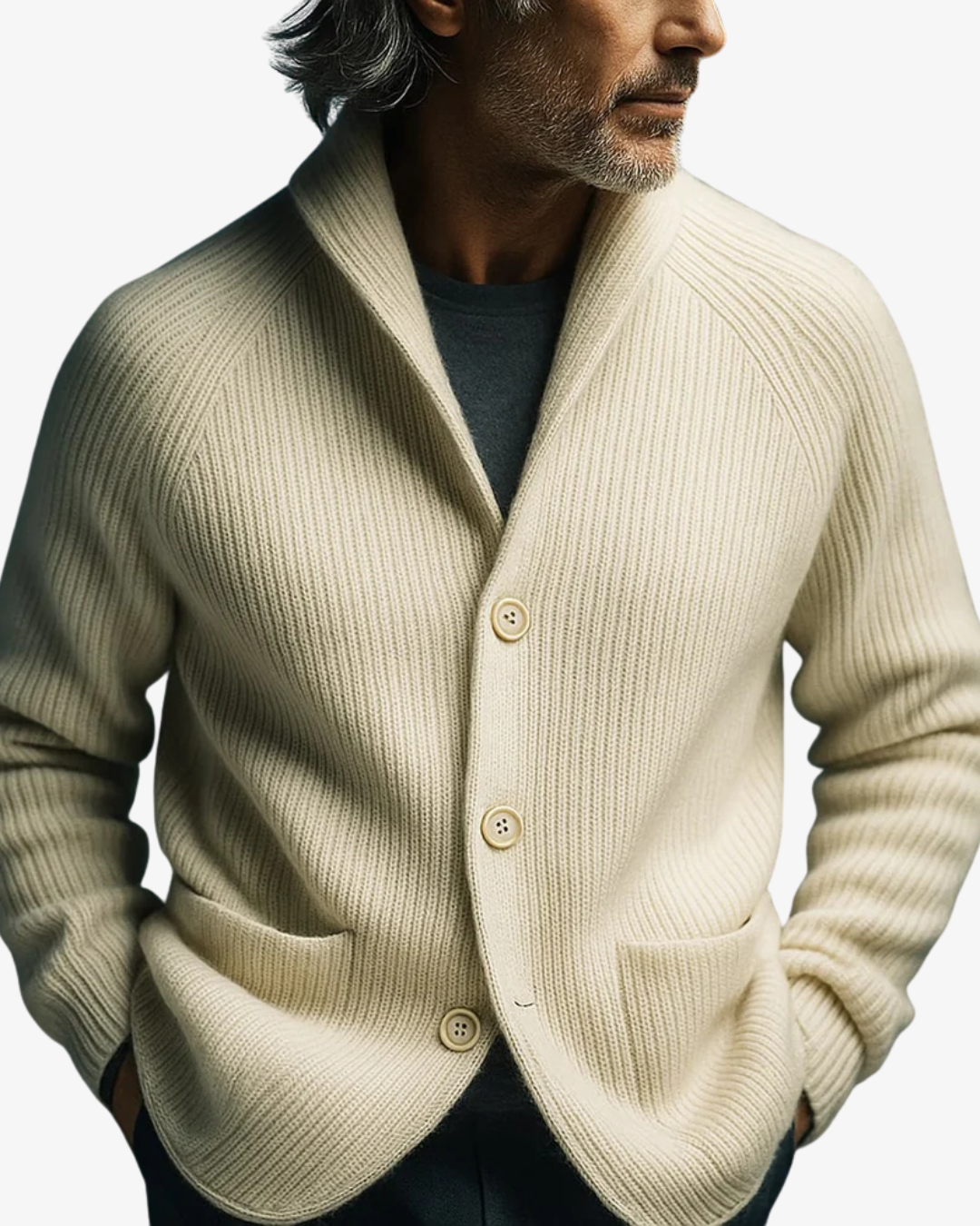 Cardigan homme boutonné maille structurée tailleur soigné
