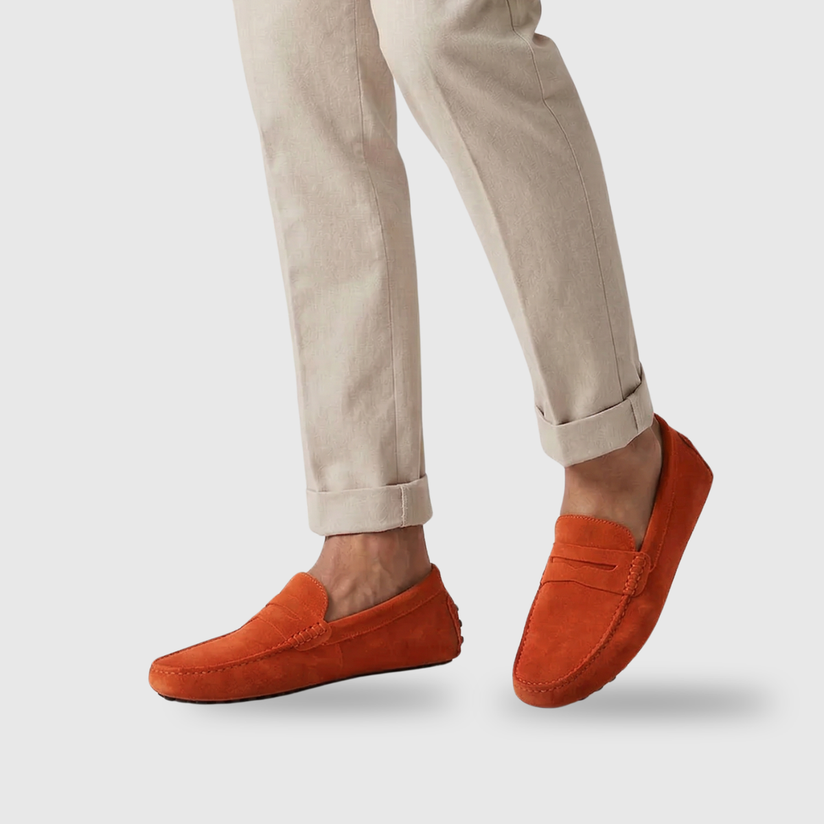 Mocassins homme daim type driving à enfiler semelle souple antidérapante