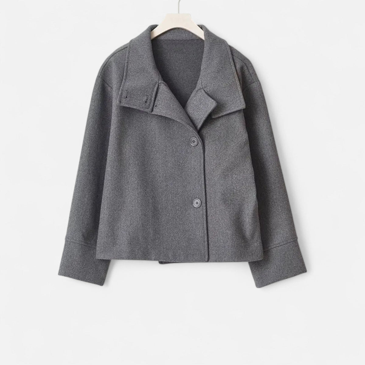 Manteau court femme col montant chic structuré hiver