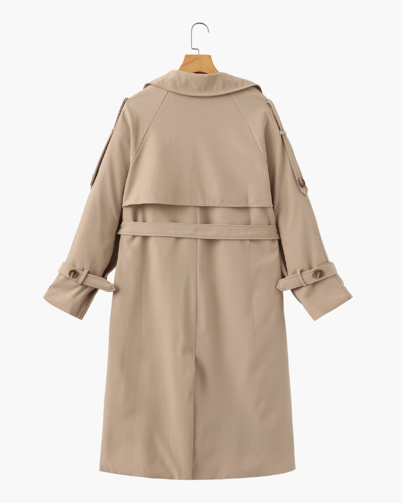 Trench-Coat Larges Revers Ceinture Amovible pour Femme