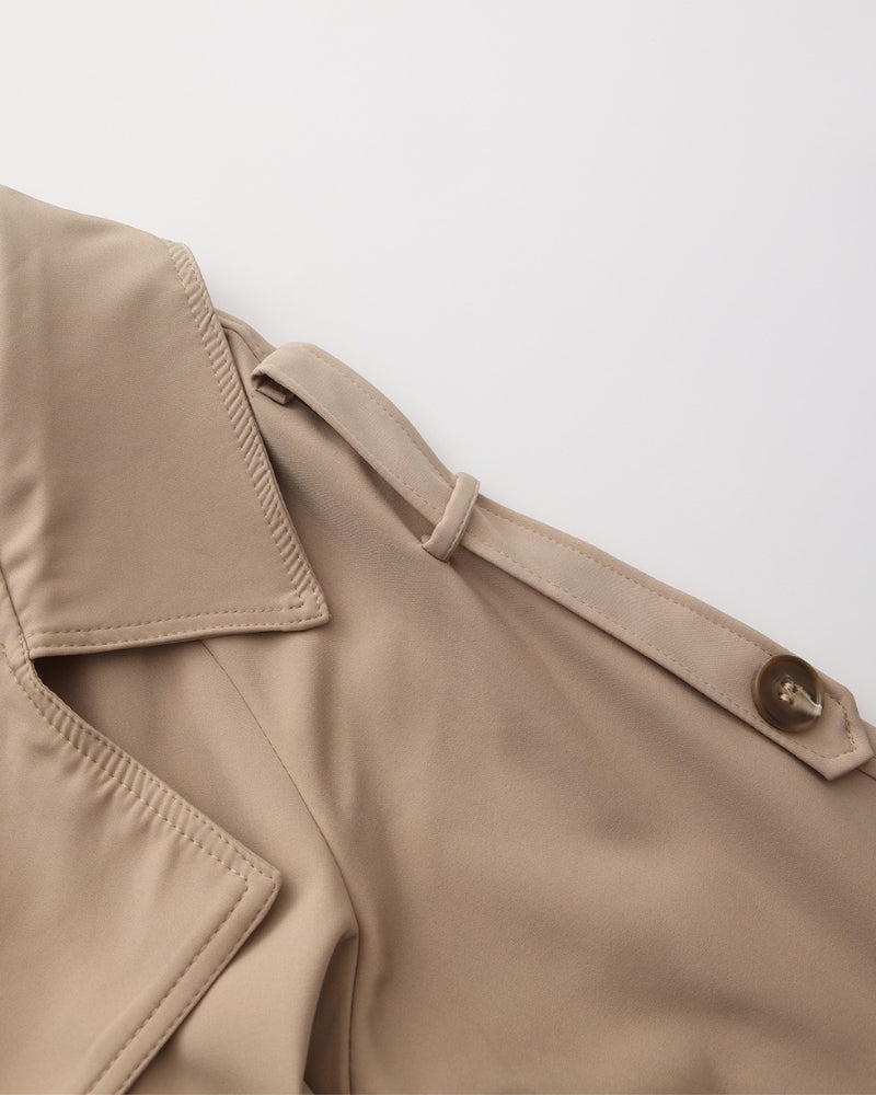 Trench-Coat Larges Revers Ceinture Amovible pour Femme