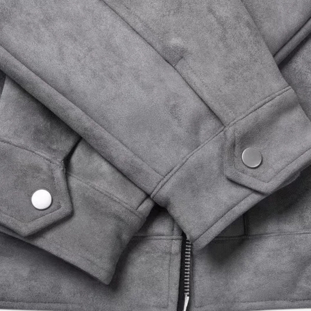 Veste en Suédine Oversize Col à Revers Zippée pour Homme