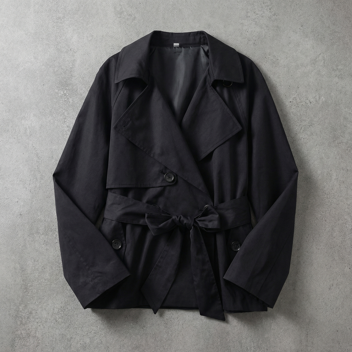 Trench-Coat en Coton Double Boutonnage Ceinturé pour Femme
