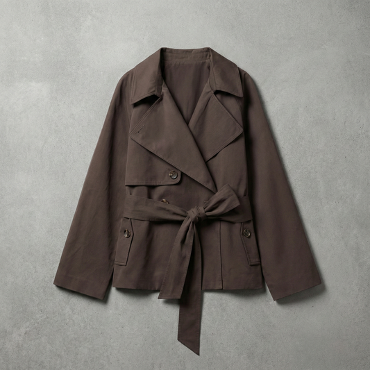 Women's Double-Breasted Belted Cotton Trench Coat