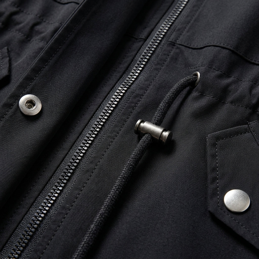 Veste en Coton Zippée Taille à Cordon pour Femme