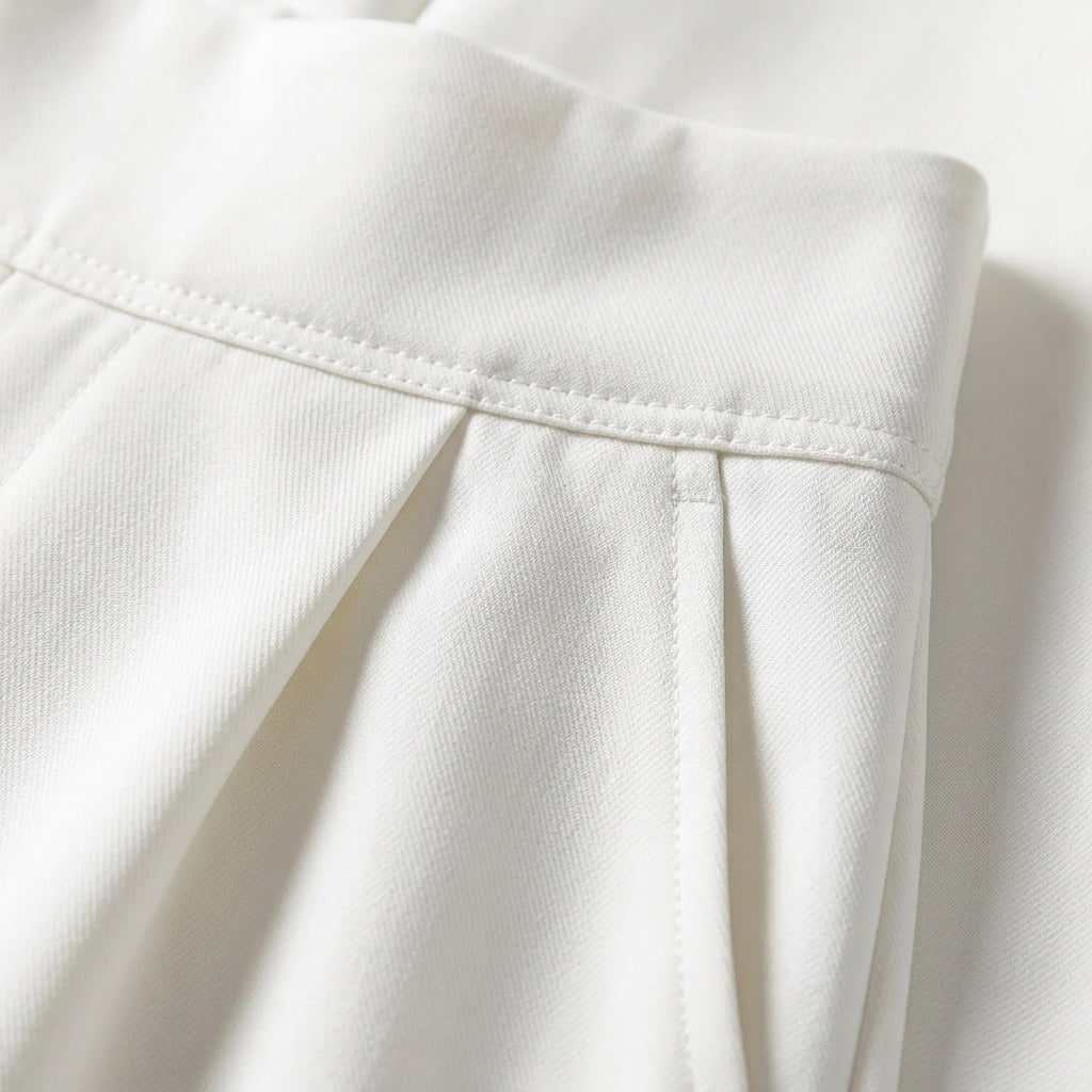 Pantalon en Coton Coupe Tailleur Taille Haute pour Femme