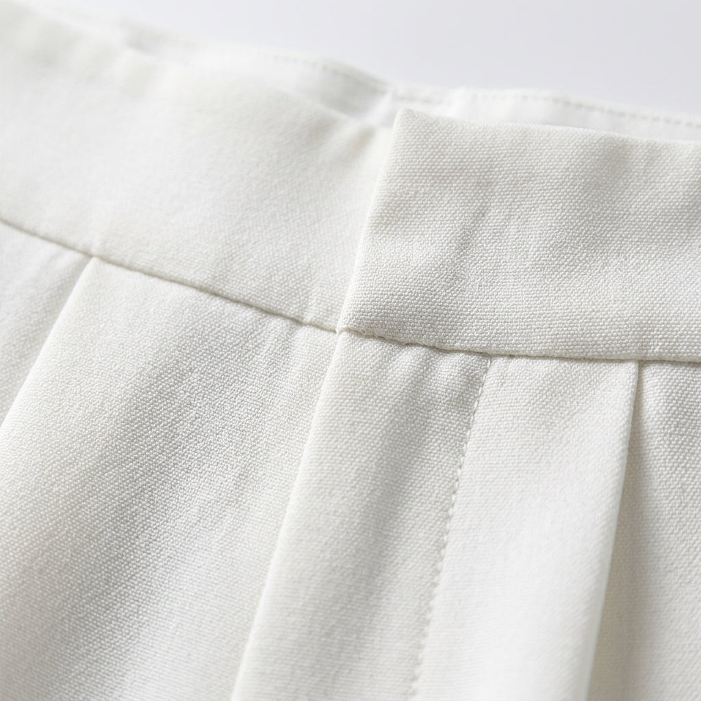 Pantalon en Coton Coupe Tailleur Taille Haute pour Femme