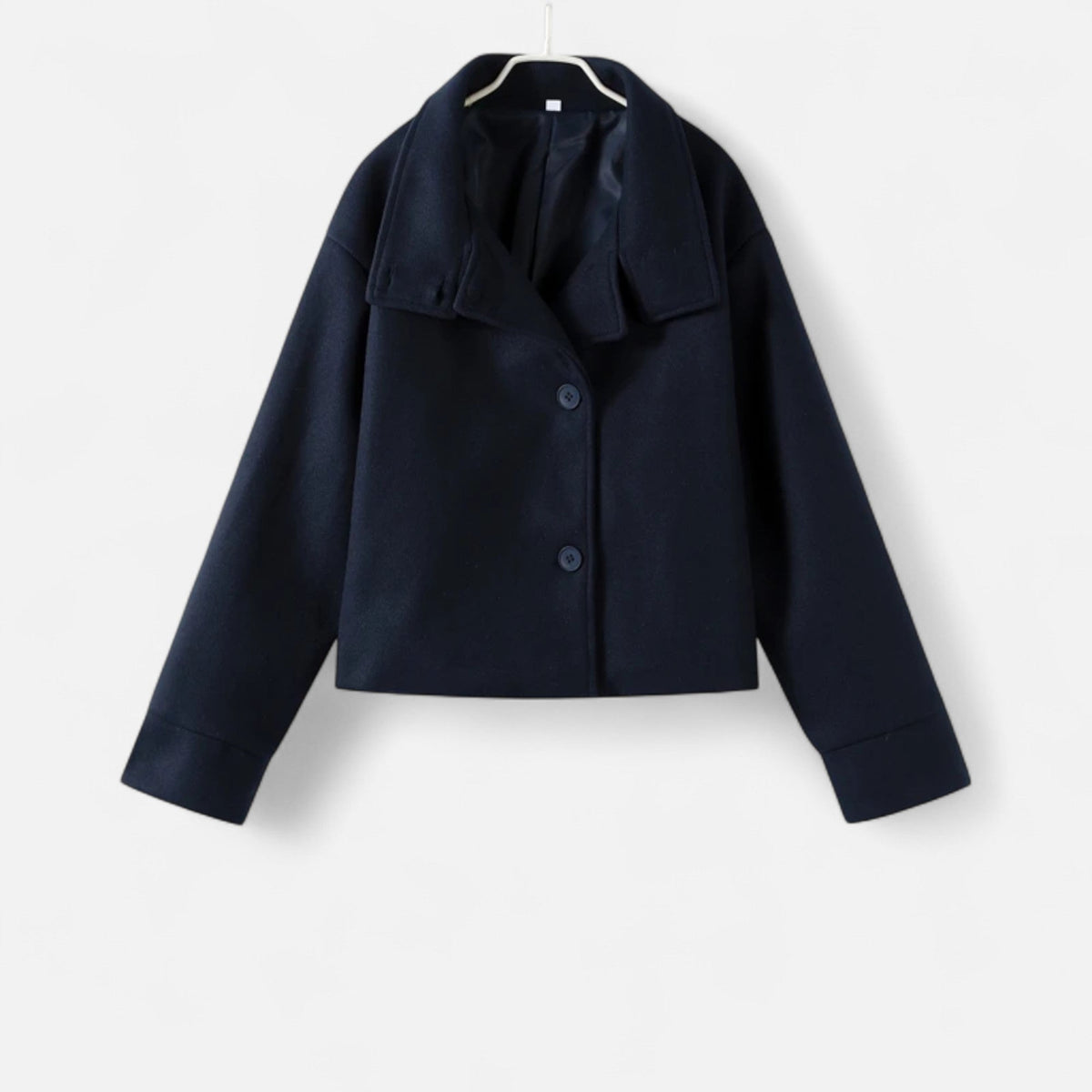 Manteau court femme col montant chic structuré hiver