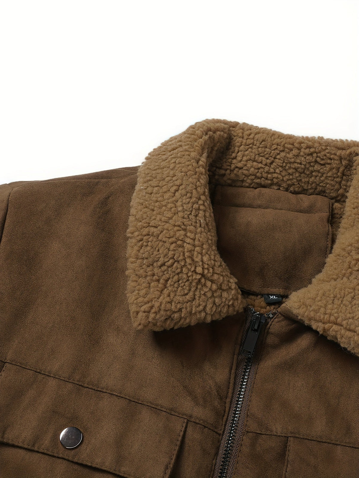 Giacca da uomo foderata in pile, colletto classico, tasche anteriori con chiusura di sicurezza