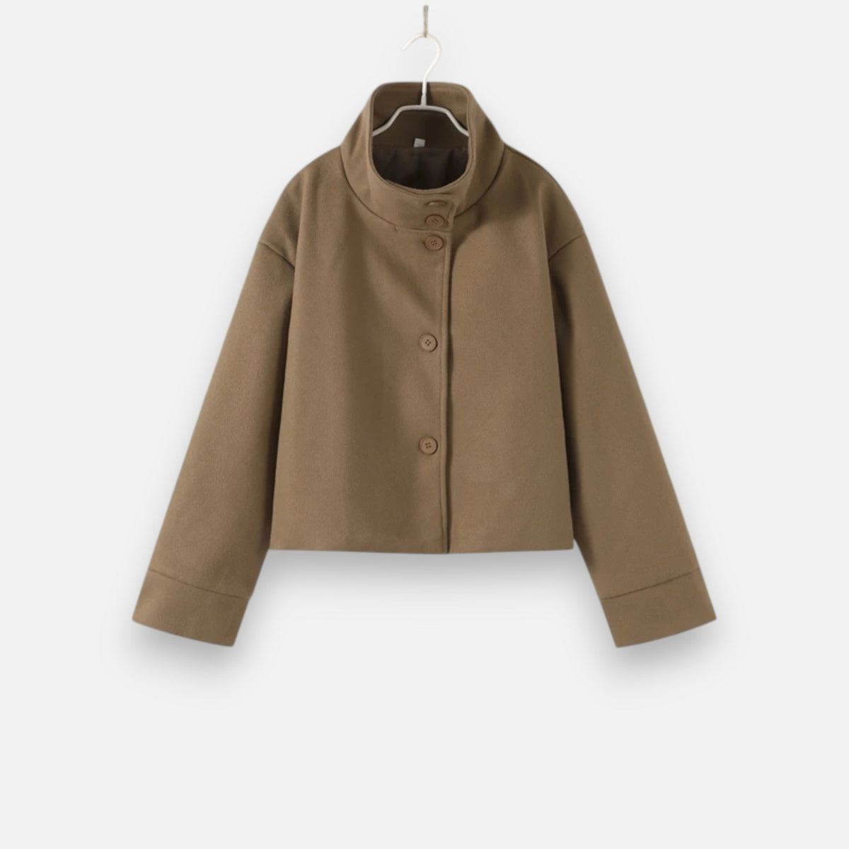 Manteau court femme col montant chic structuré hiver