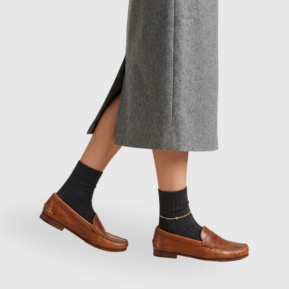 Mocassins femme classiques sans lacets couture apparente