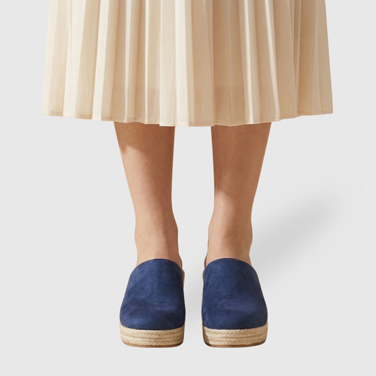 Women's Wedge Mules with Rope Sole and Espadrille Style, Closed Toe