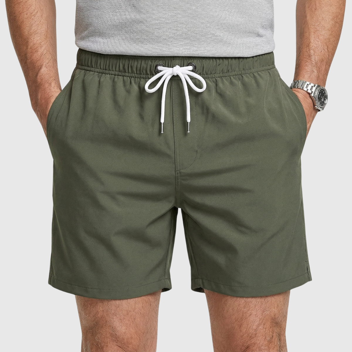 Short de bain homme séchage rapide taille élastique avec cordon et poches