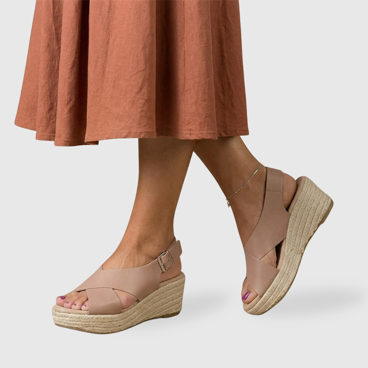 Sandales compensées femme espadrilles à brides croisées semelle confortable