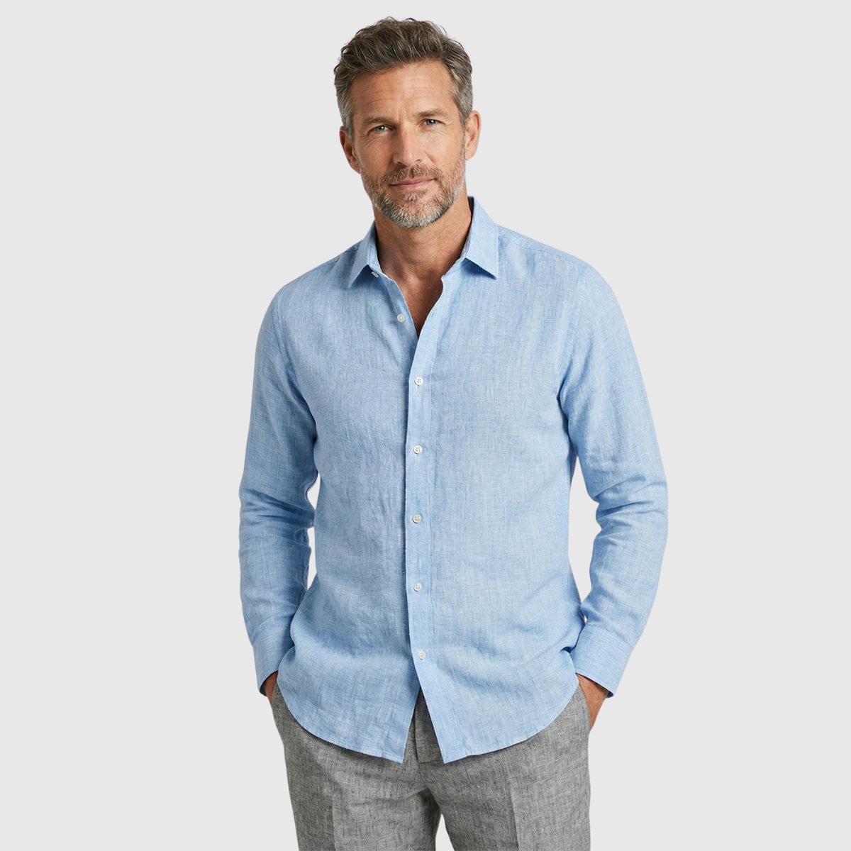 Chemise homme en lin manches longues coupe légère respirante été