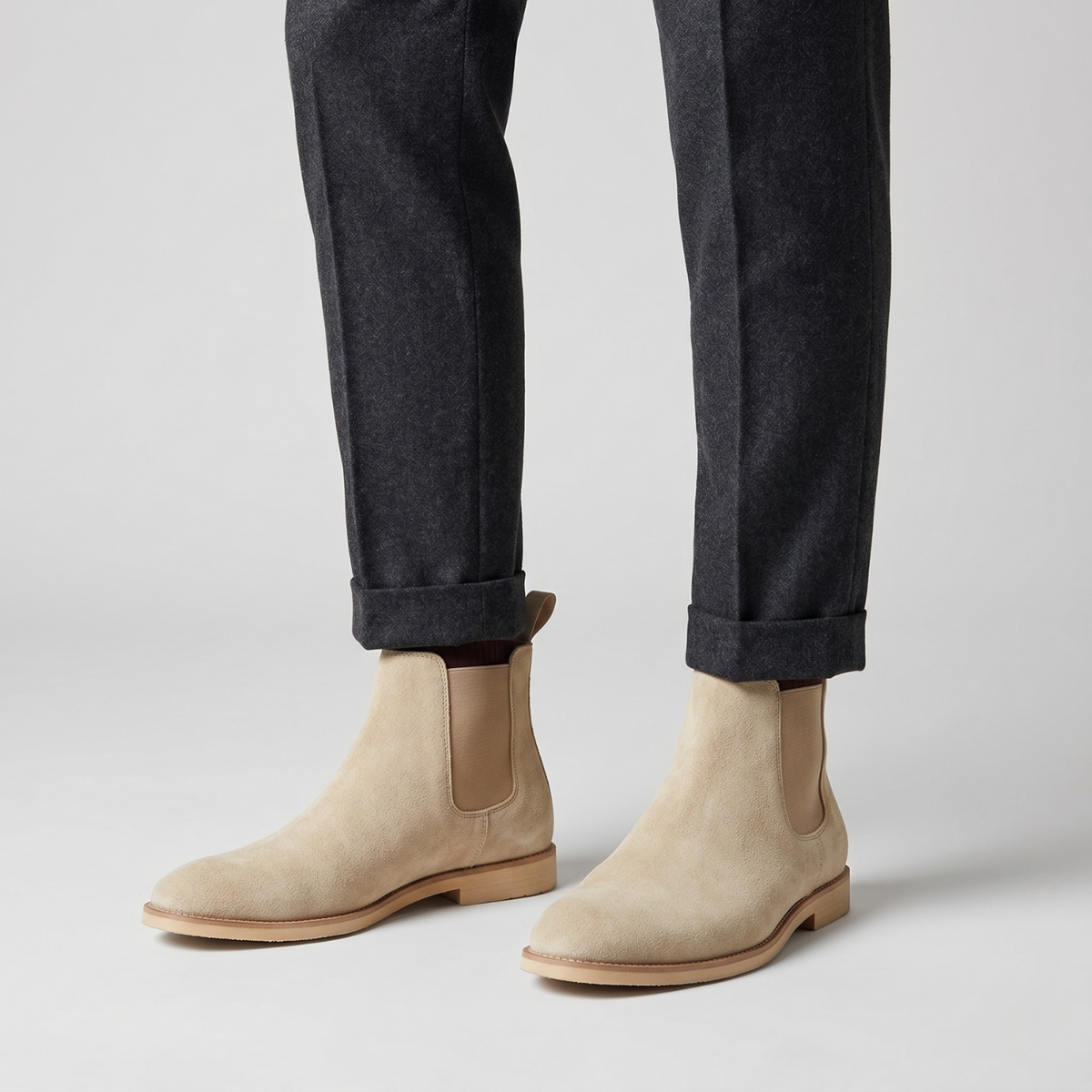 Bottines Chelsea homme en suédine à enfiler
