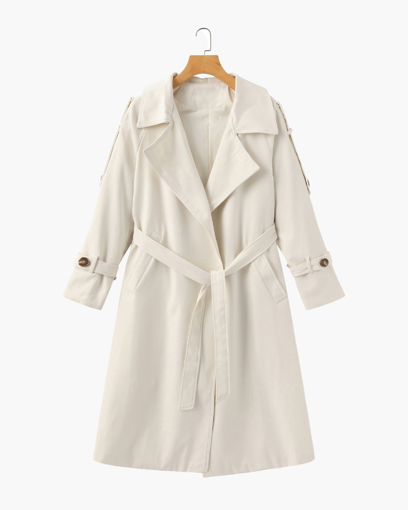 Trench-Coat Larges Revers Ceinture Amovible pour Femme