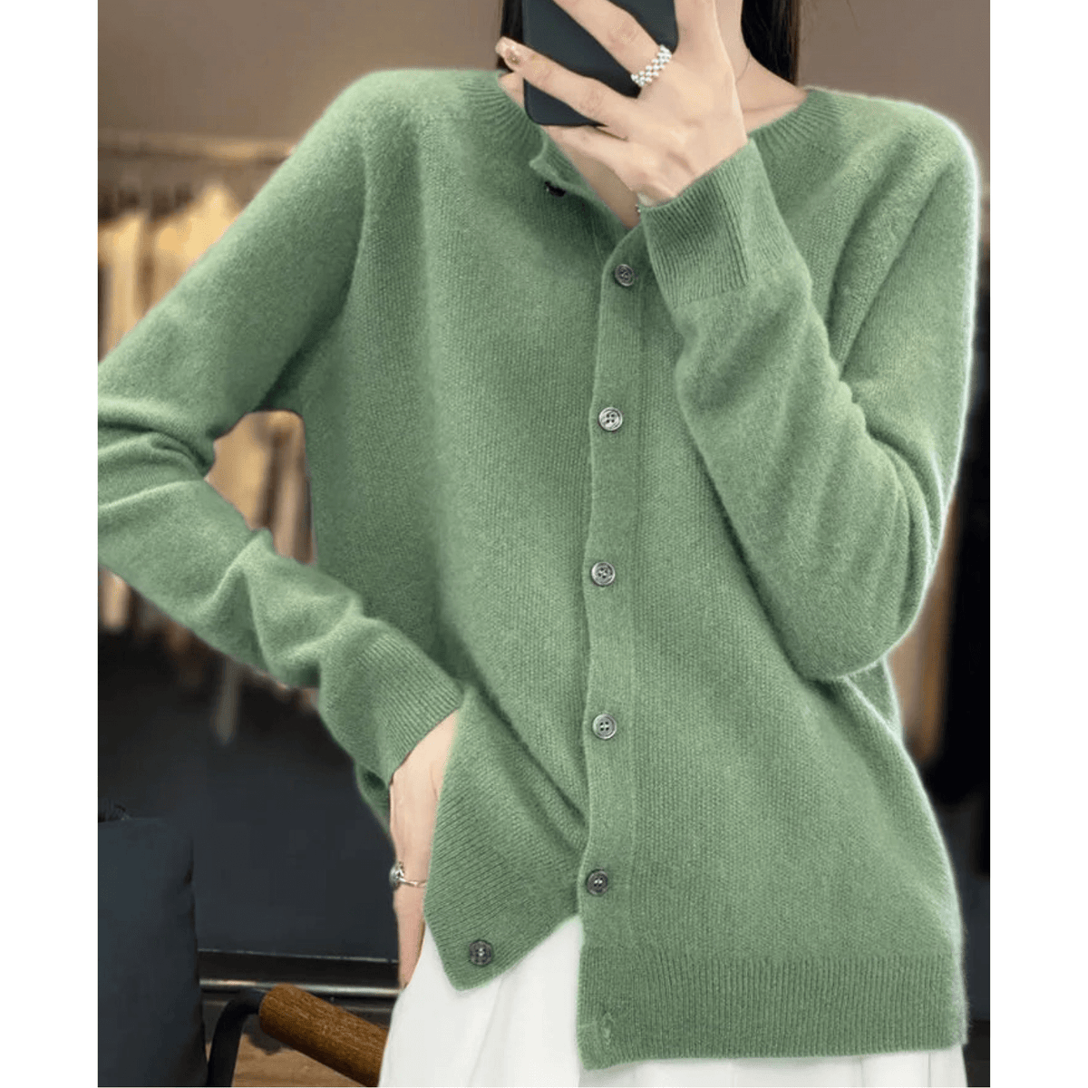 Cardigan Encolure en V Fermeture Boutonnée pour Femme