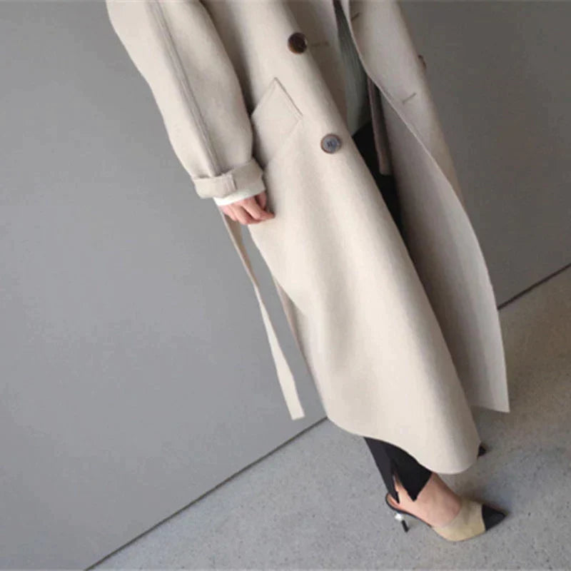 Manteau long femme laine coupe classique chaleur premium