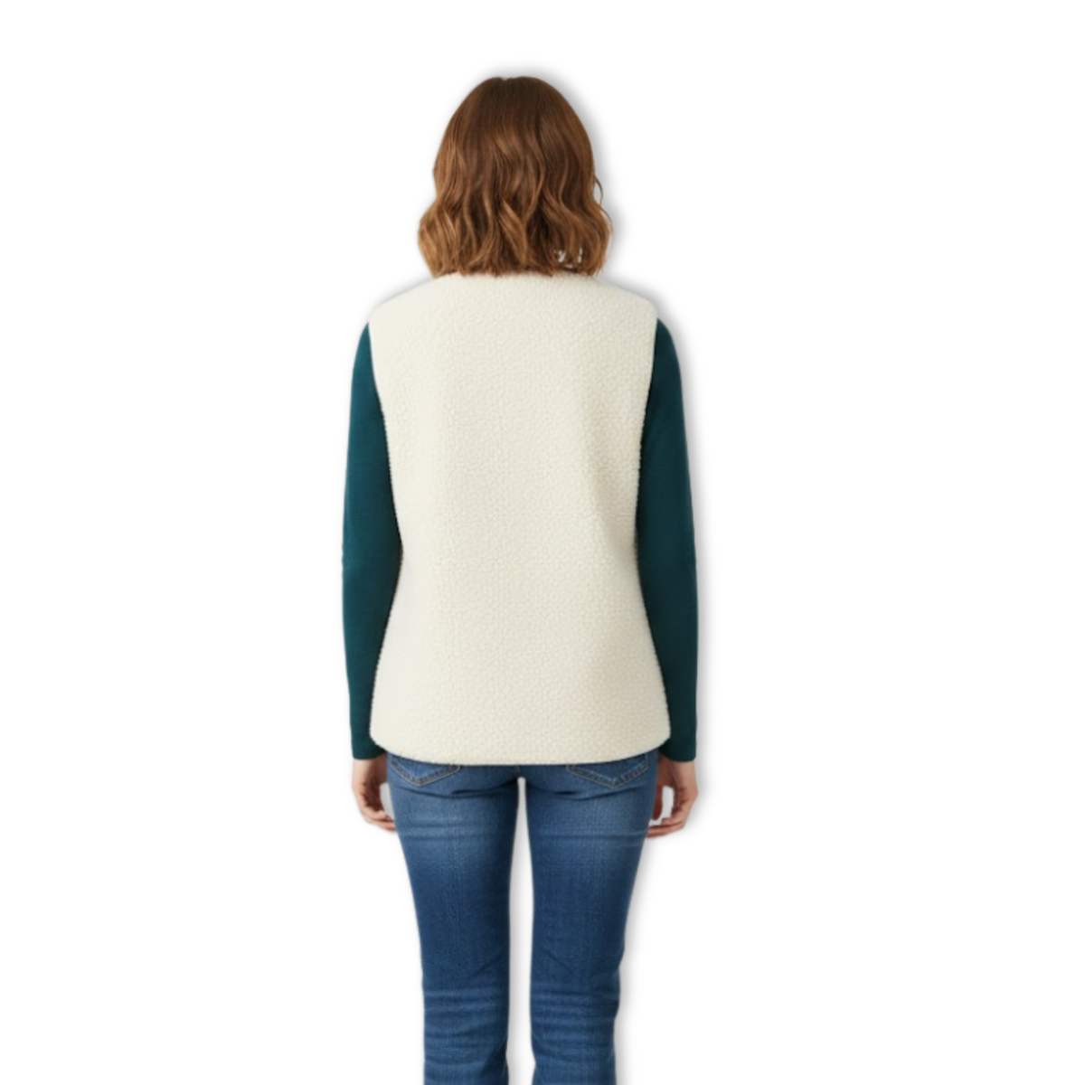 Gilet femme polaire teddy sans manches coupe ample chaud