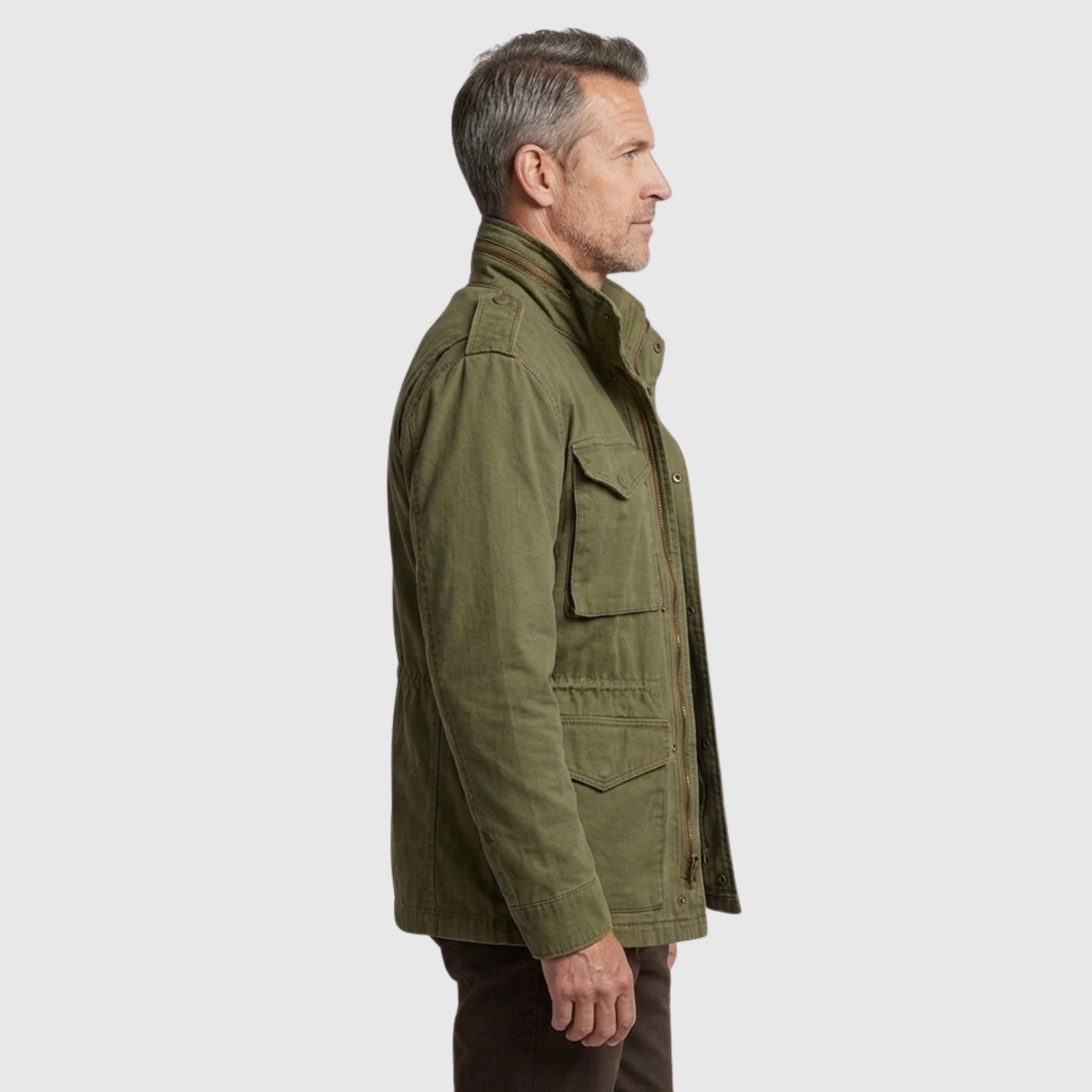 Veste militaire homme style field jacket multi poches fermeture zippée boutonnée