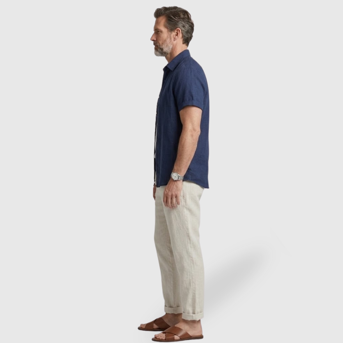 Ensemble homme été lin chemise manches courtes et pantalon léger