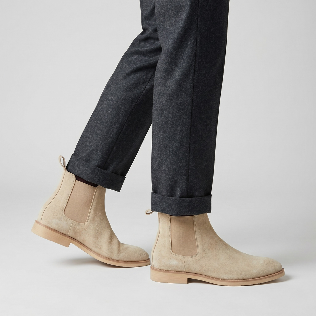 Bottines Chelsea homme en suédine à enfiler