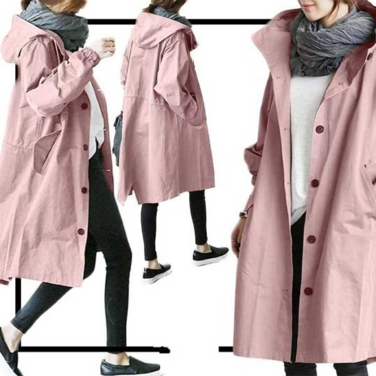 Trench-Coat Coupe-Vent Finition Imperméable pour Femme
